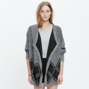 Madewell All Angles Black & Grey Diamond Drape Long Sleeve Cardigan - Size XS/S